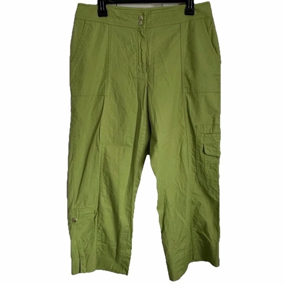 Coldwater Creek Cropped Cotton Cargo Pants Womens Sz 10 Preppy Resortwear Casual